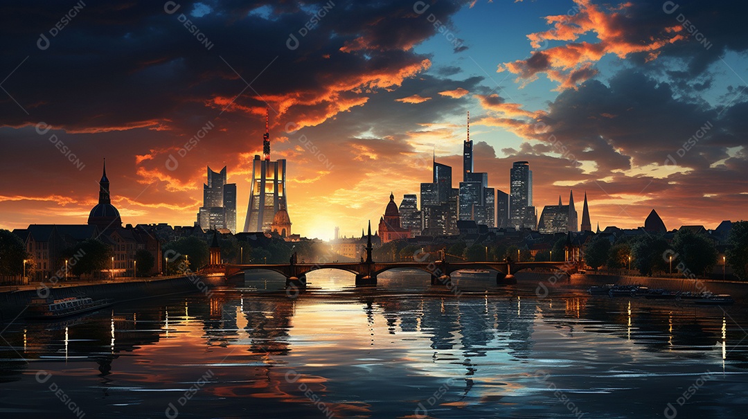 Frankfurt am Main durante o pôr do sol