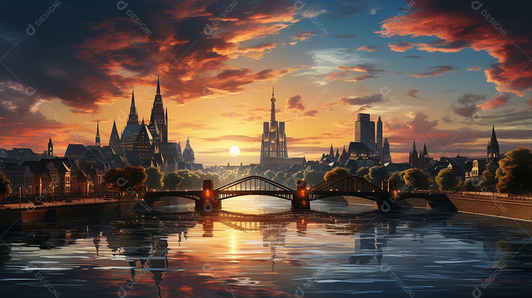 Frankfurt am Main durante o pôr do sol