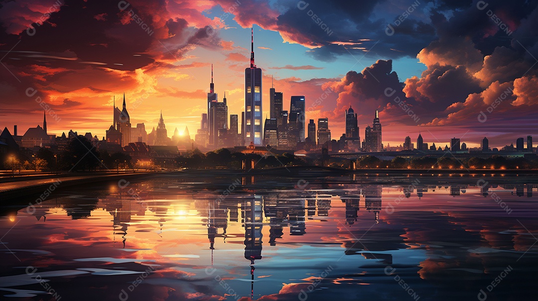 Frankfurt am Main durante o pôr do sol