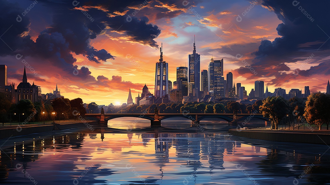 Frankfurt am Main durante o pôr do sol