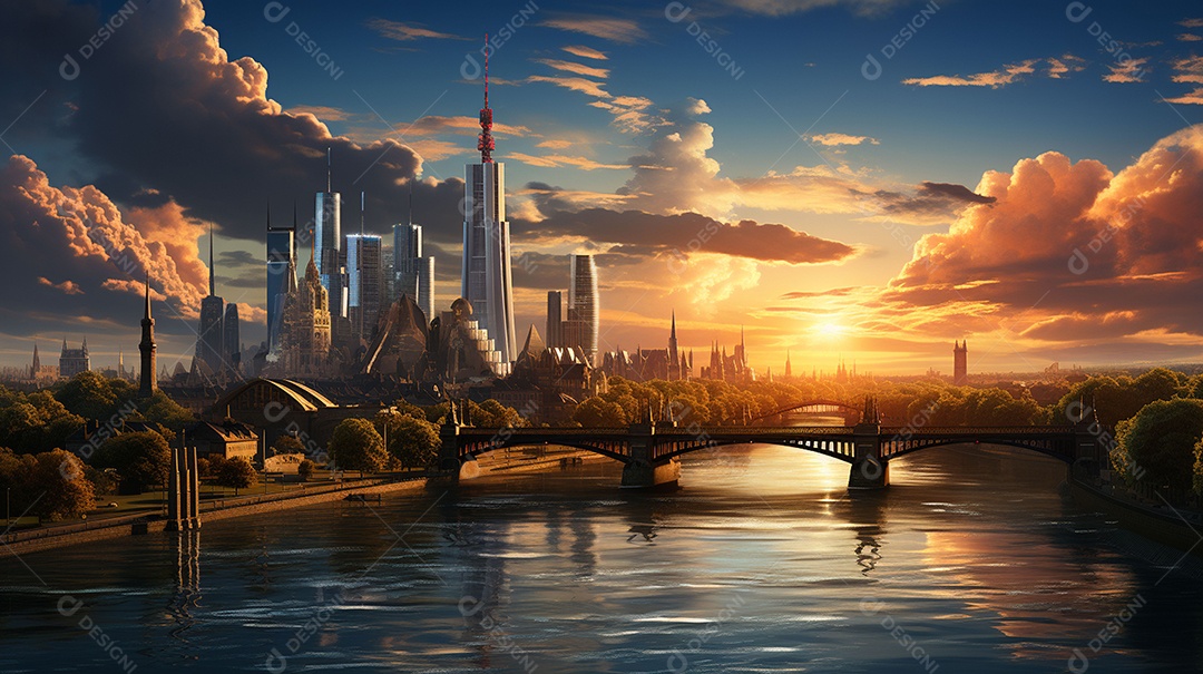 Frankfurt am Main durante o pôr do sol