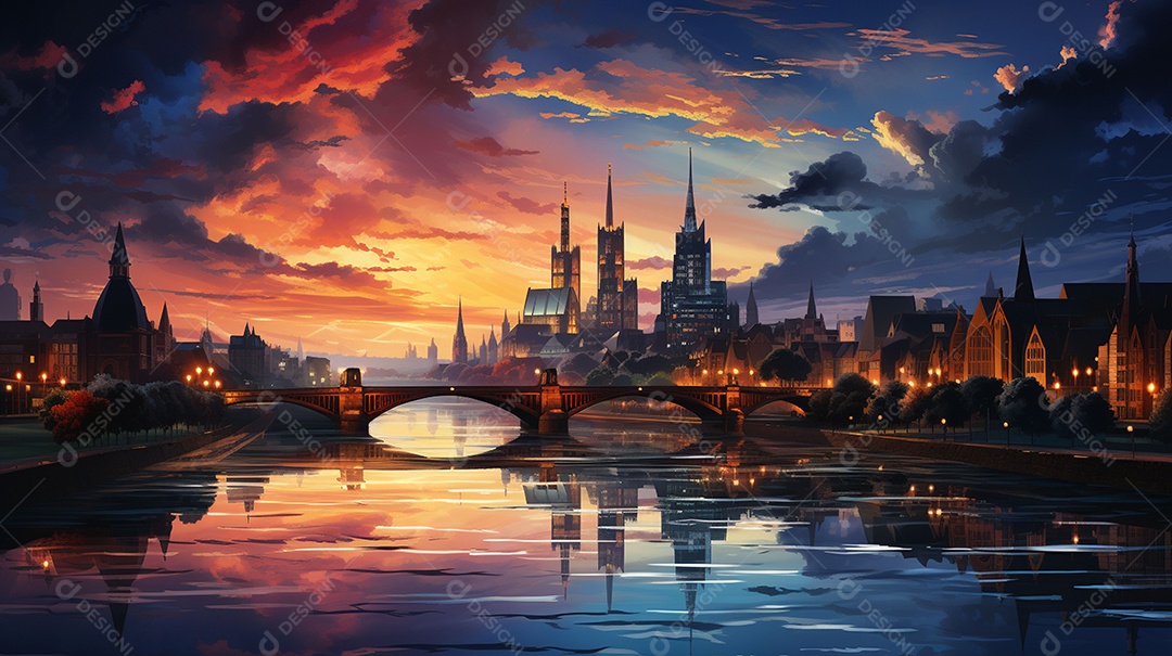 Frankfurt am Main durante o pôr do sol