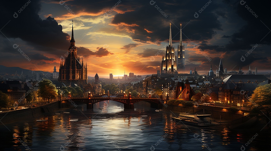 Frankfurt am Main durante o pôr do sol