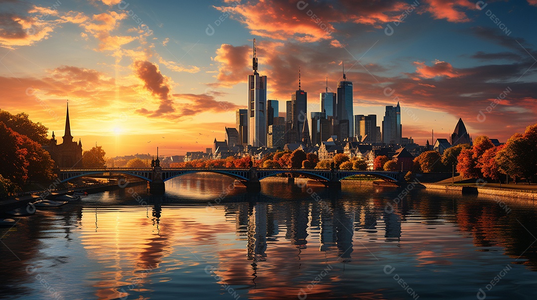 Frankfurt am Main durante o pôr do sol