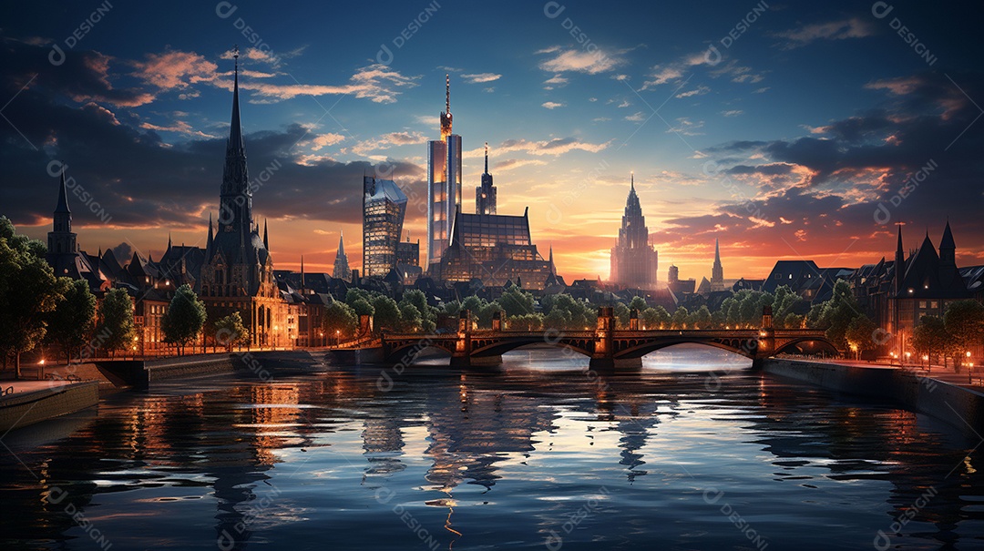 Frankfurt am Main durante o pôr do sol