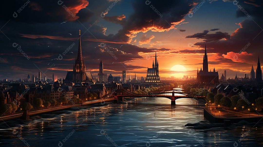 Frankfurt am Main durante o pôr do sol