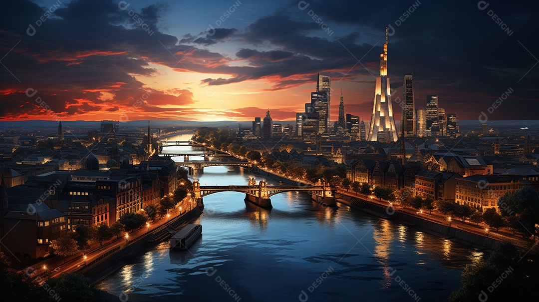 Frankfurt am Main durante o pôr do sol