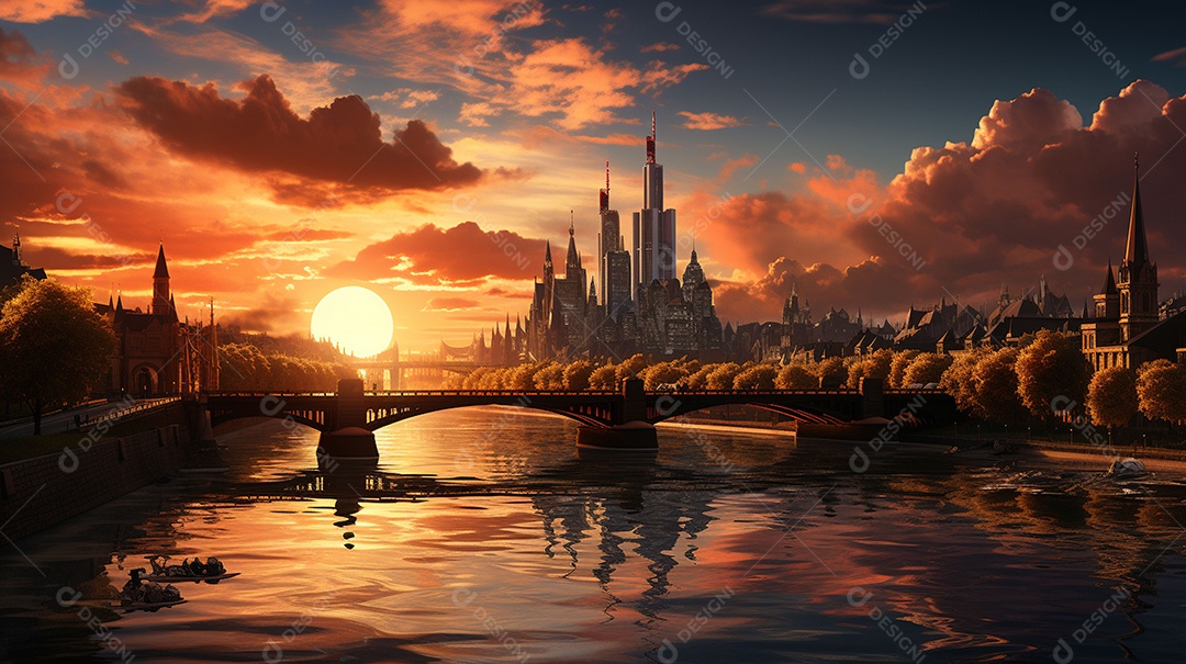 Frankfurt am Main durante o pôr do sol