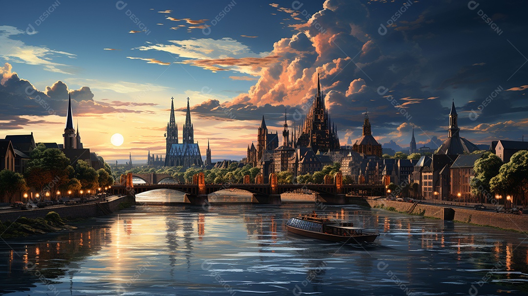 Frankfurt am Main durante o pôr do sol