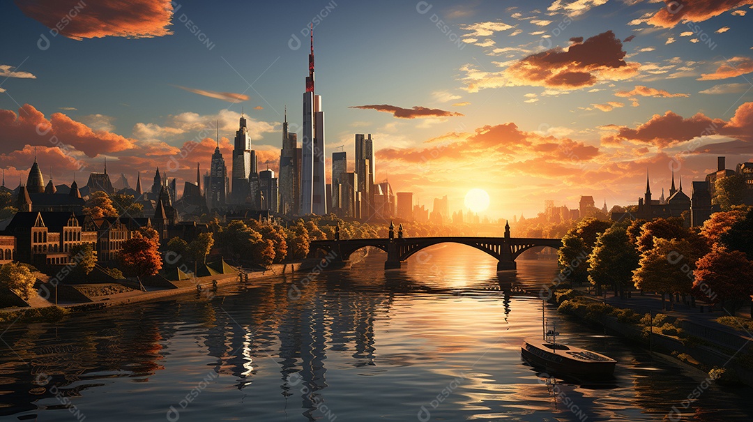 Frankfurt am Main durante o pôr do sol