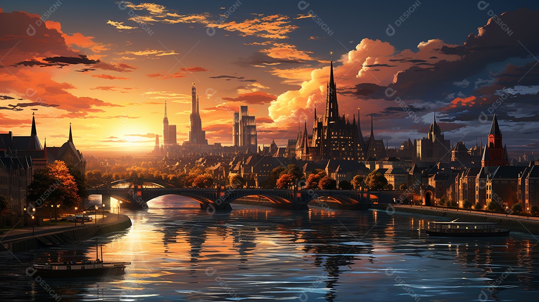 Frankfurt am Main durante o pôr do sol