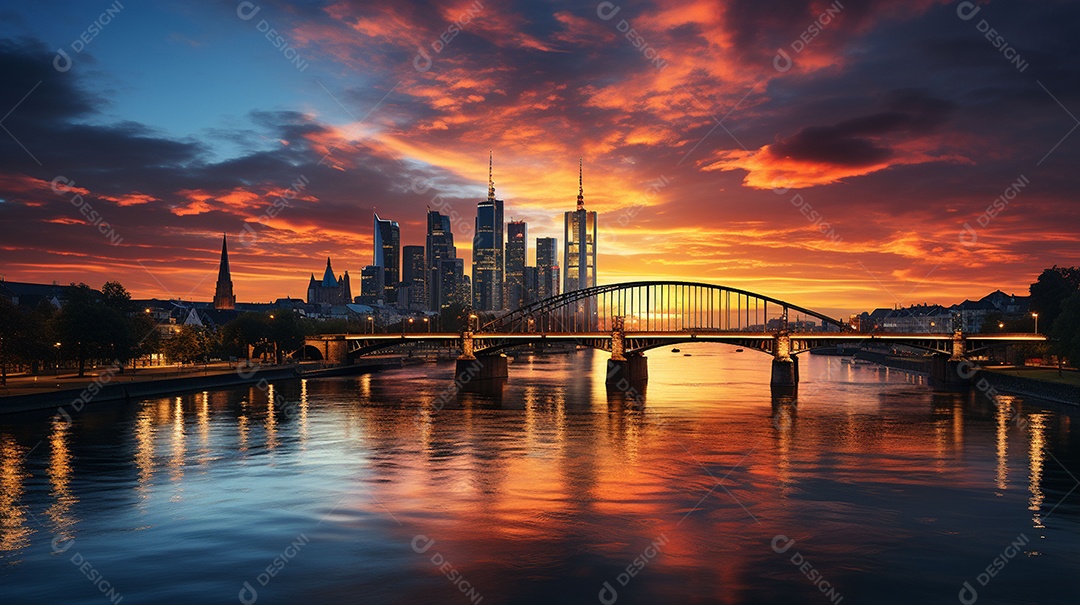 Frankfurt am Main durante o pôr do sol