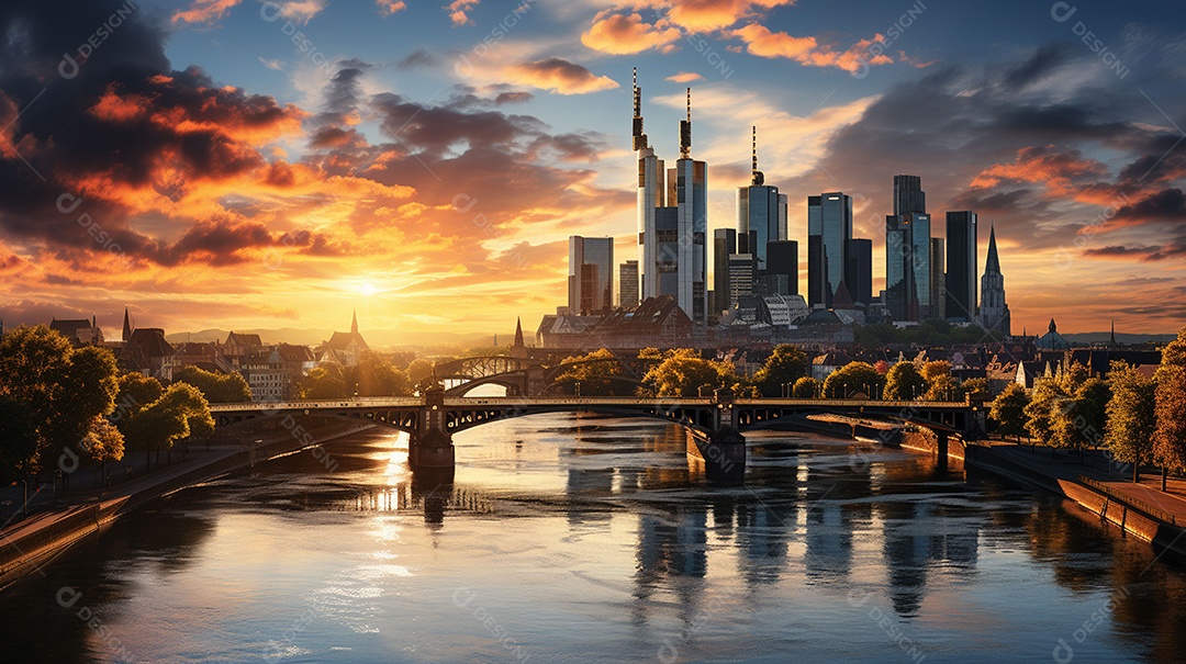 Frankfurt am Main durante o pôr do sol