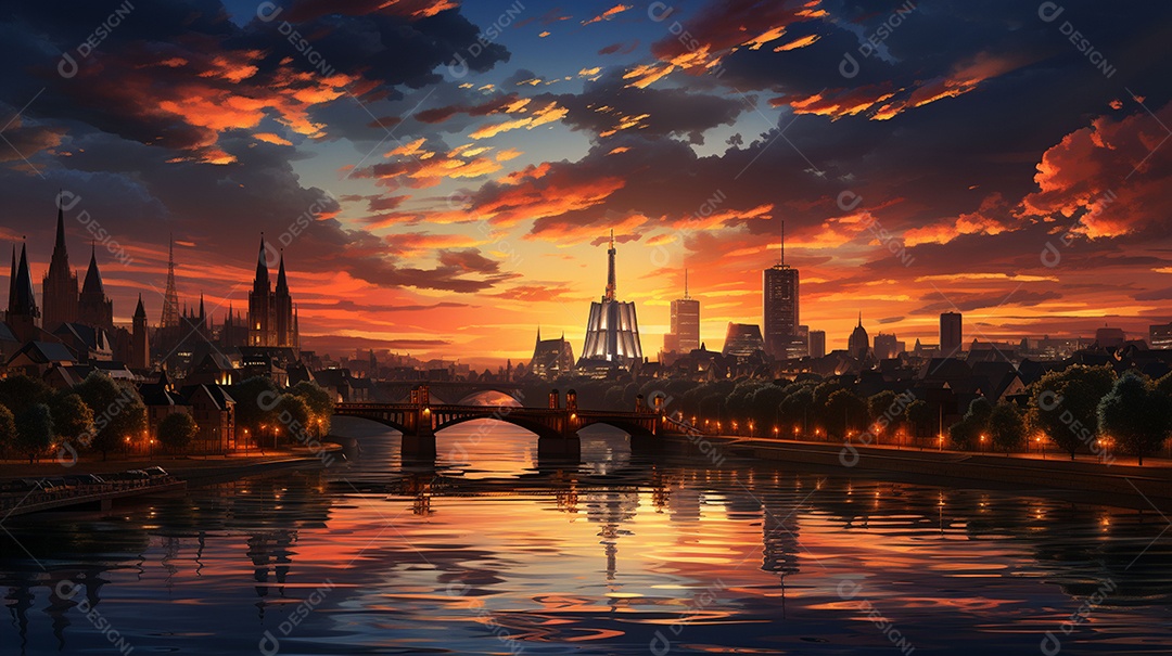 Frankfurt am Main durante o pôr do sol