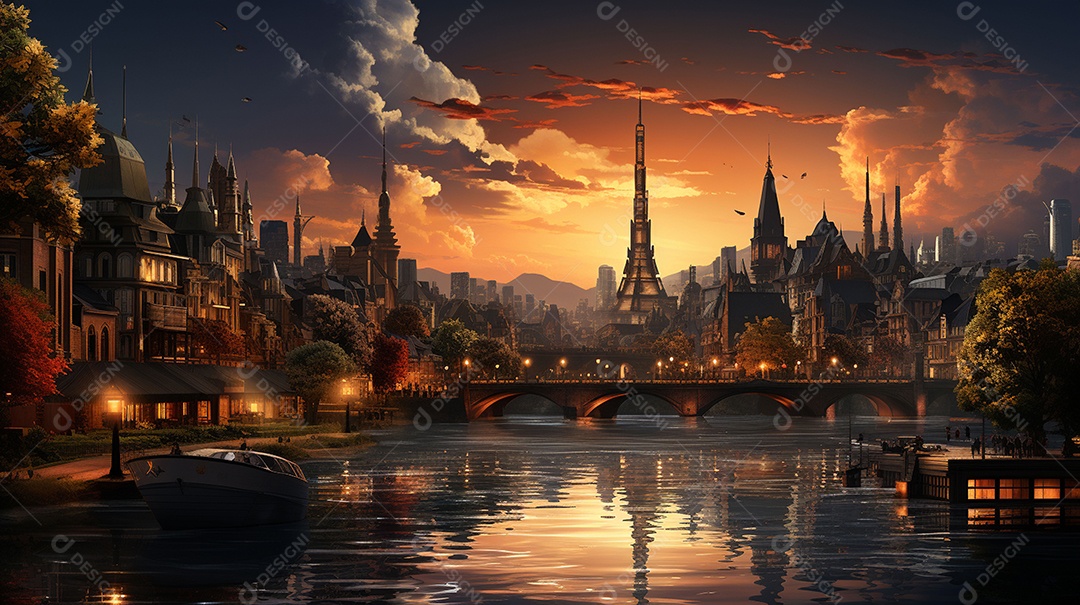 Frankfurt am Main durante o pôr do sol