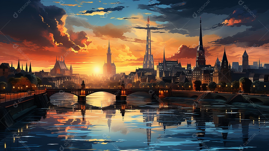 Frankfurt am Main durante o pôr do sol