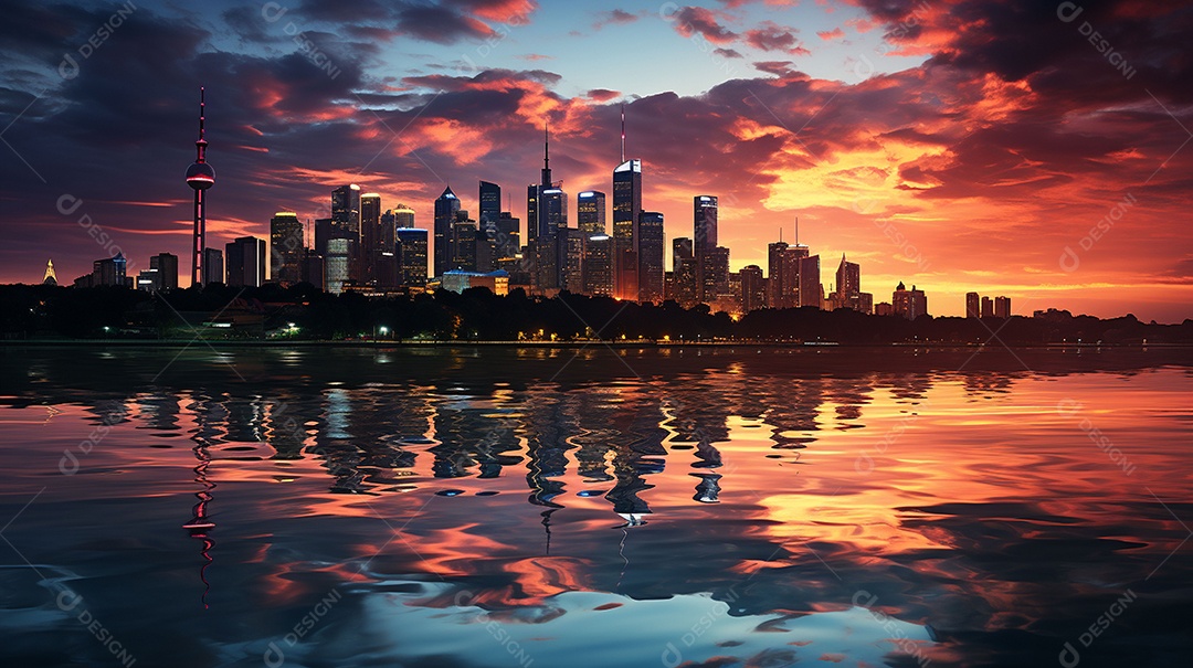 Frankfurt am Main durante o pôr do sol