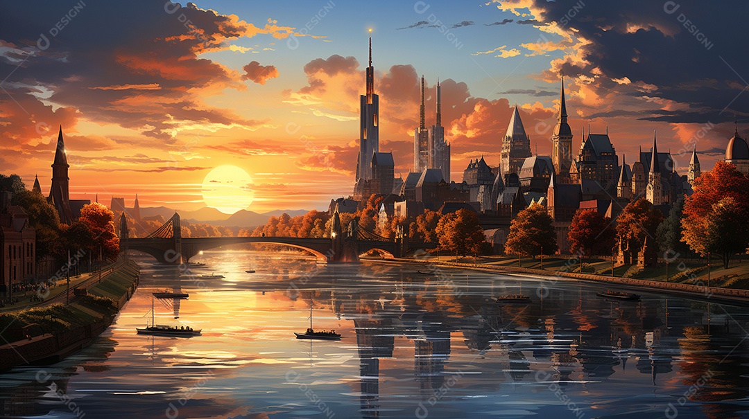 Frankfurt am Main durante o pôr do sol