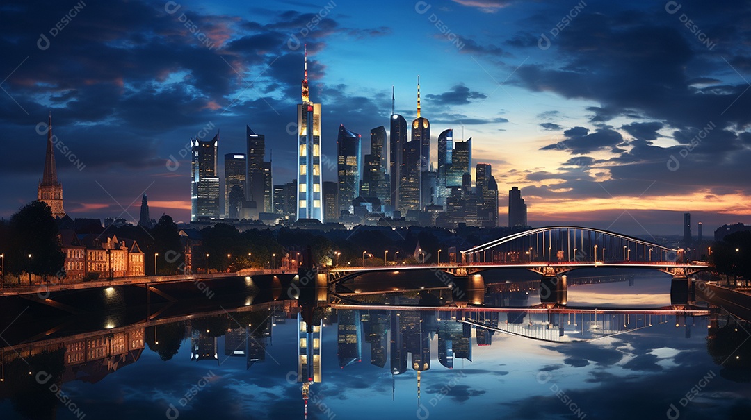 Frankfurt am Main durante o pôr do sol