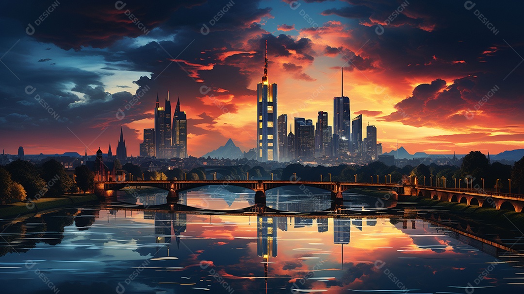 Frankfurt am Main durante o pôr do sol