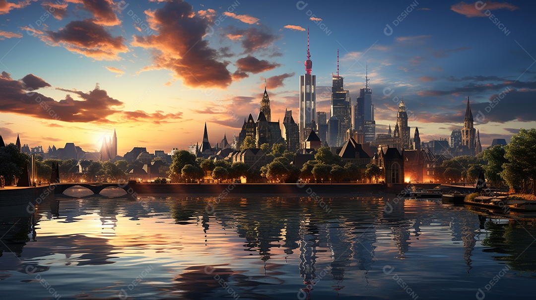 Frankfurt am Main durante o pôr do sol