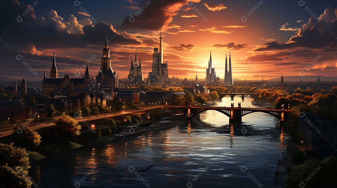 Frankfurt am Main durante o pôr do sol