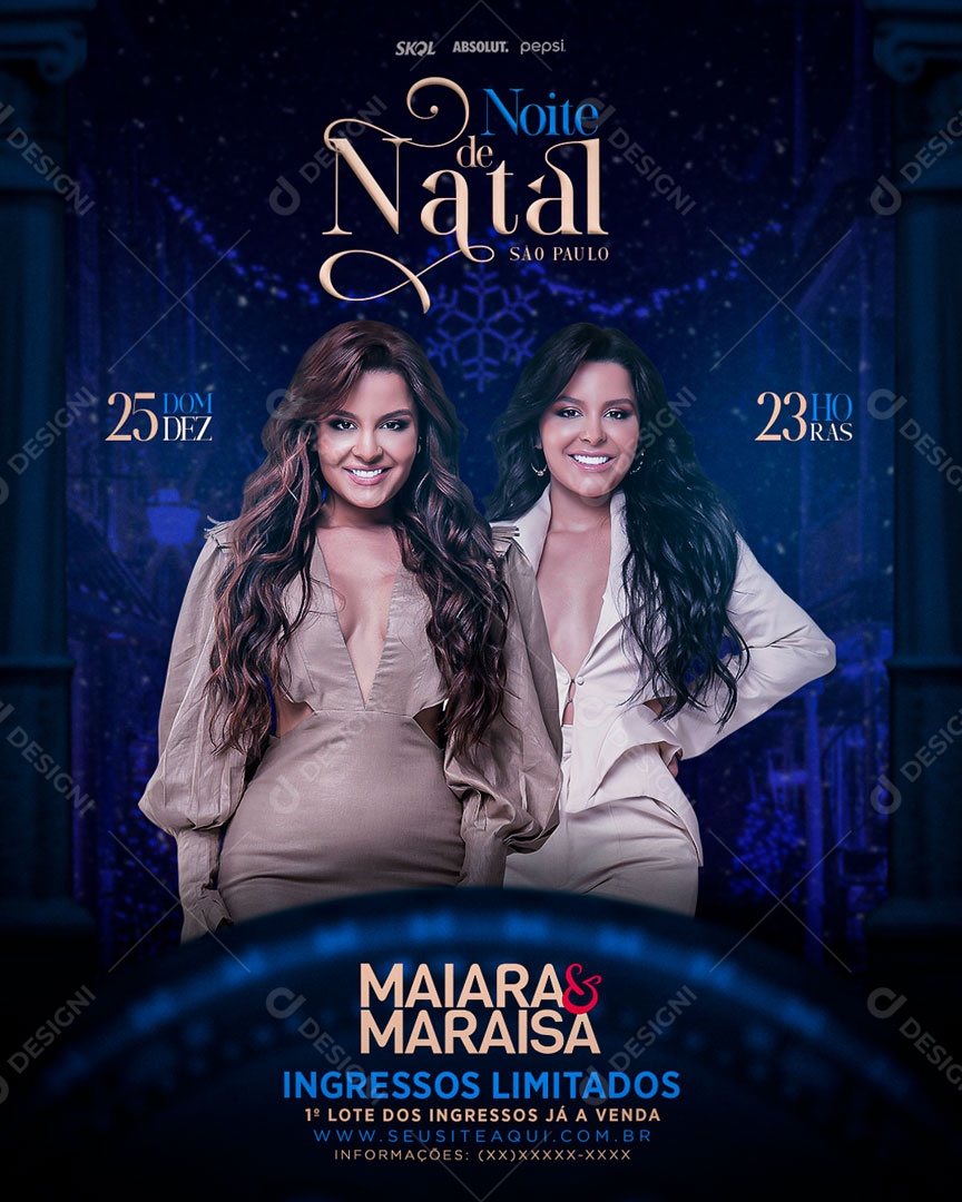 Social Media Feed Flyer Noite De Natal Maiara e Maraisa PSD Editável