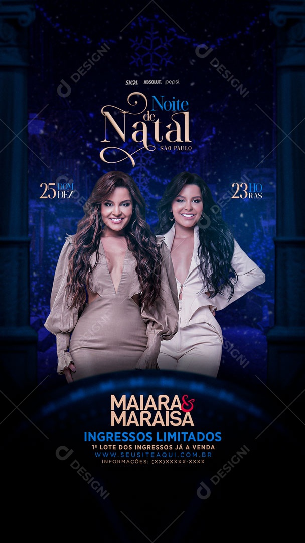 Flyer Story Noite De Natal Maiara e Maraisa Social Media PSD Editável