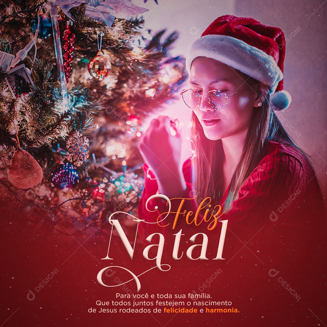 Social Media Feed Feliz Natal Felicidade e Harmonia PSD Editável