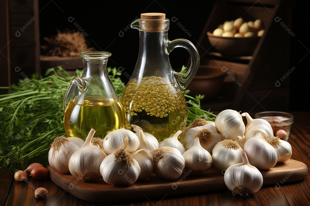 Óleo de alho fresco e saudável