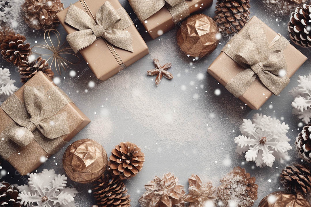 Saudações e decorações de feliz Natal bolas e pinheiros