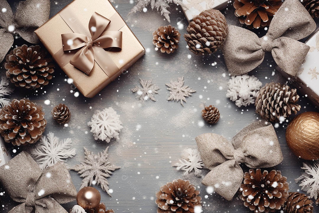 Saudações e decorações de feliz Natal bolas e pinheiros