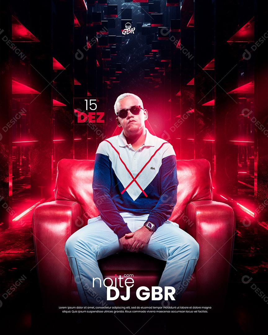 Social Media Flyer Feed Funk Noite Com Dj GBR PSD Editável