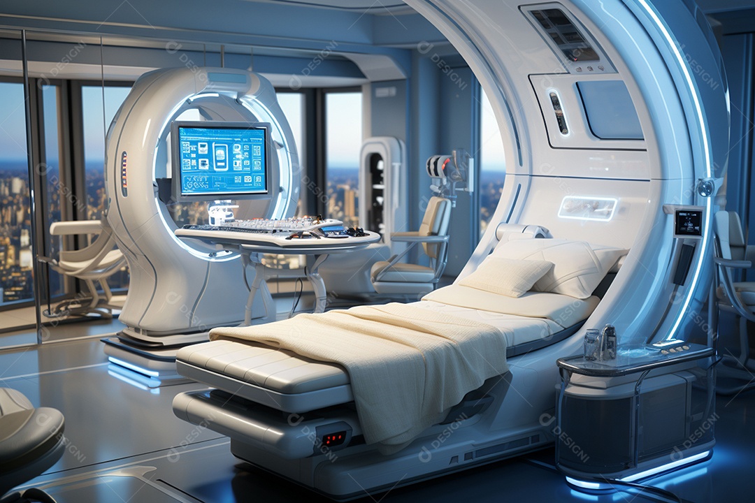 Futuro médico robô hospitalar com IA