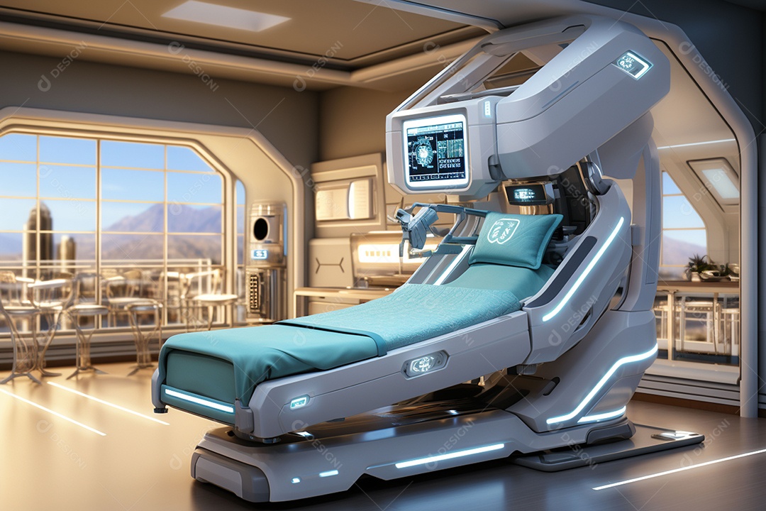 Futuro médico robô hospitalar com IA