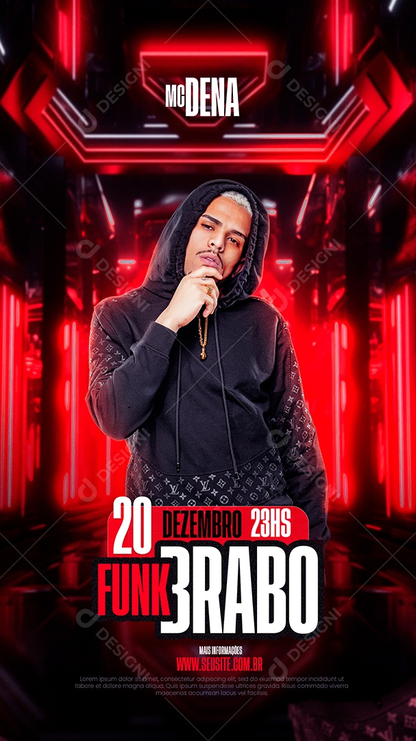 Flyer Story Mc Dena Funk Brabo Social Media PSD Editável
