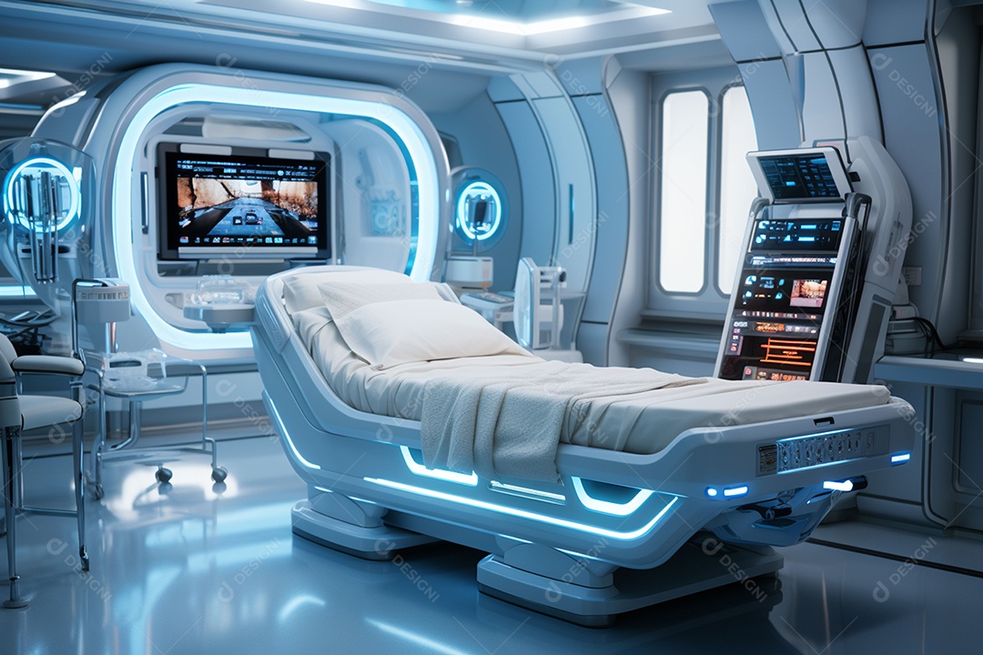 Futuro médico robô hospitalar com IA