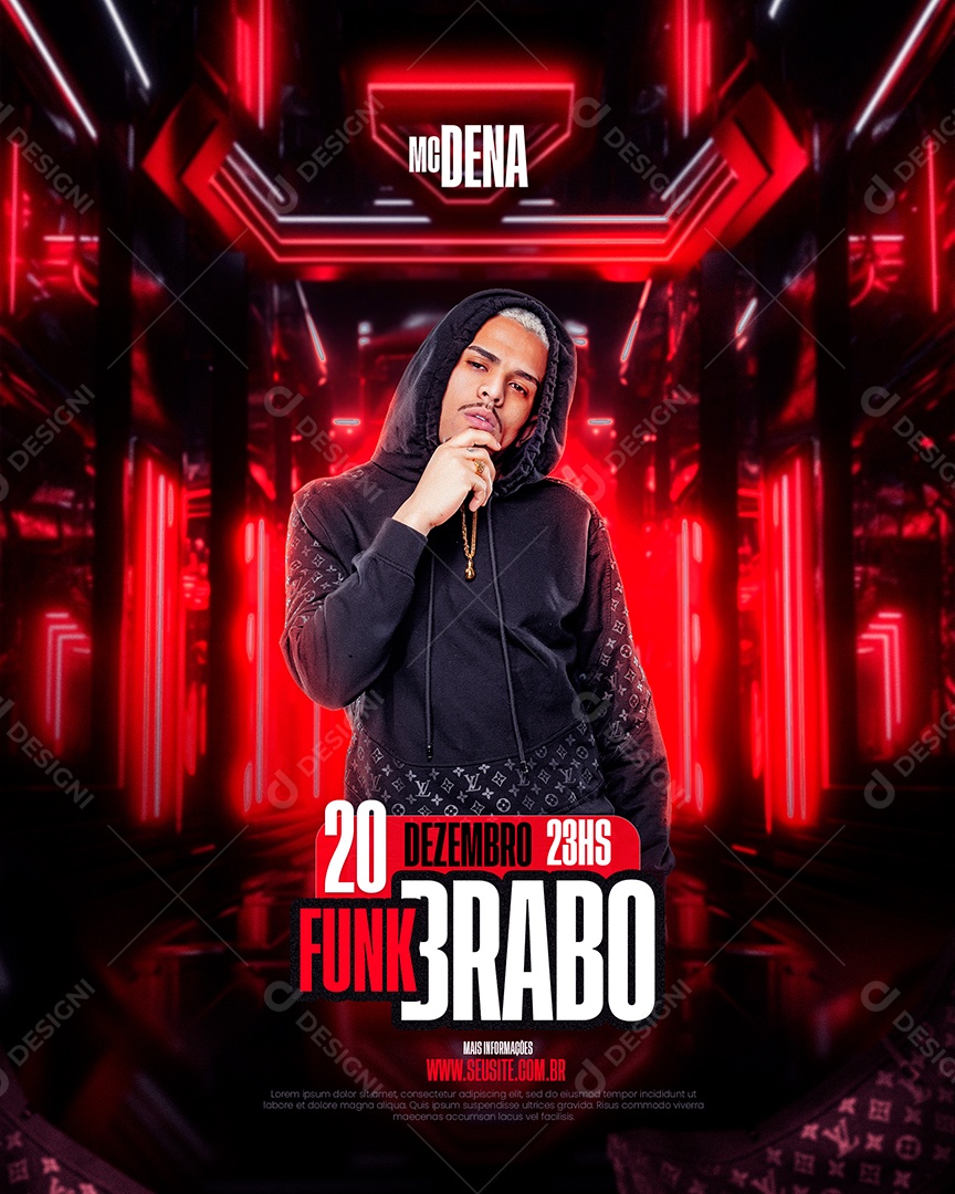 Flyer Feed Mc Dena Funk Brabo Social Media PSD Editável