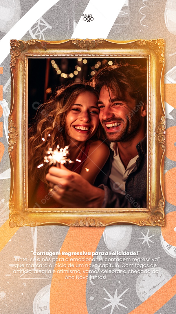 Social Media Story Contagem Regressiva Para a Felicidade Ano Novo PSD Editável
