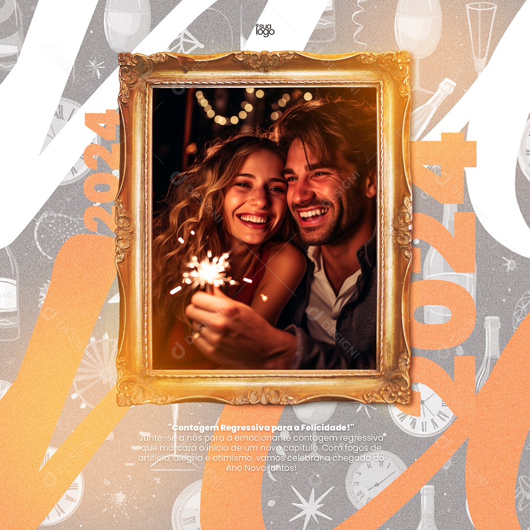 Social Media Feed Contagem Regressiva Para a Felicidade Ano Novo PSD Editável