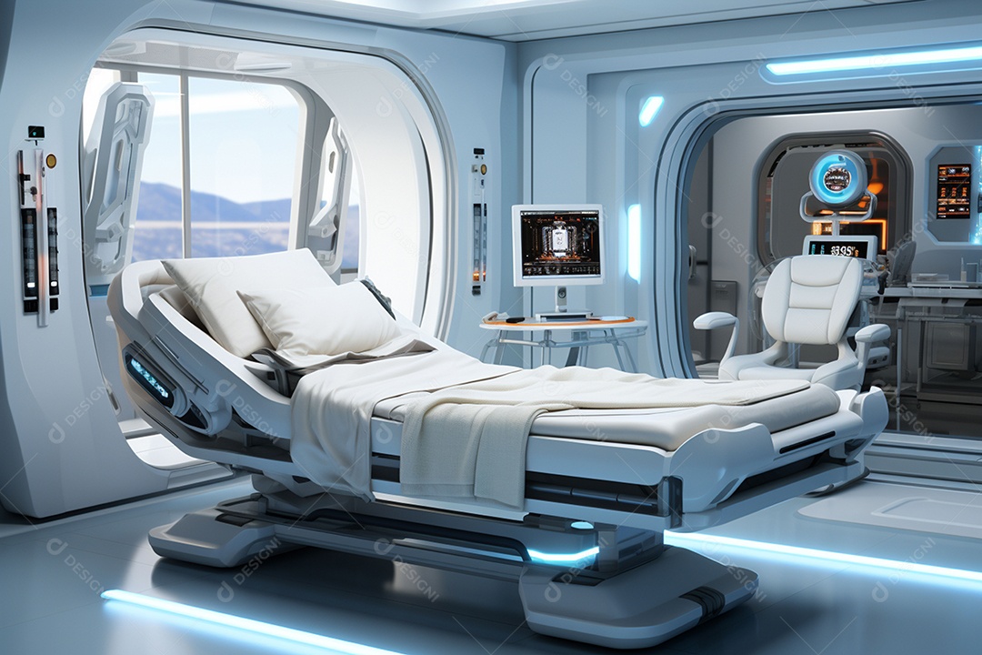 Futuro médico robô hospitalar com IA