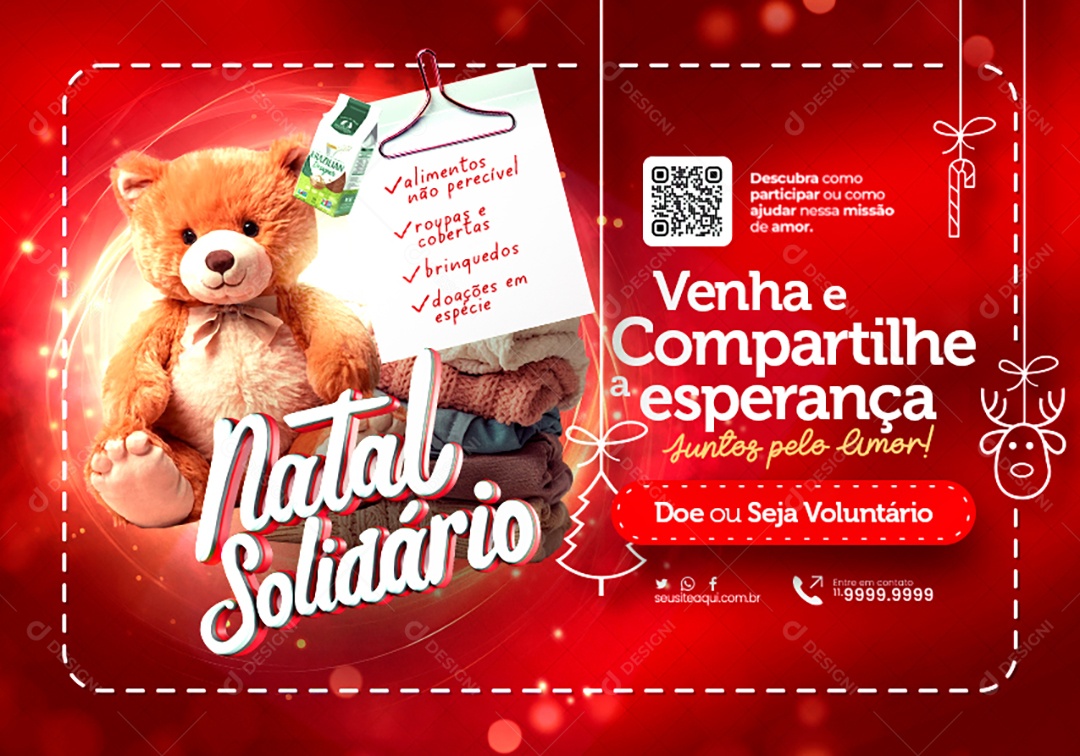 Campanha Publicitária Natal Solitário Back Bus Venha e Compartilhe a Esperança Juntos pelo Amor Social Media PSD Editável