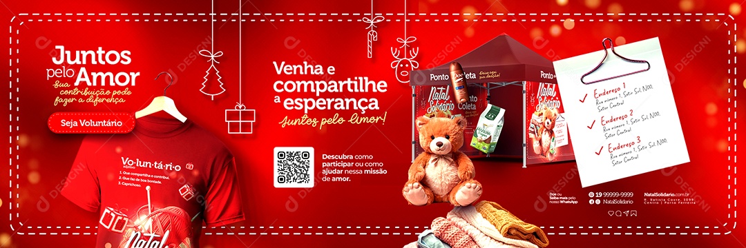 Campanha Publicitária Natal Carrossel Solidário Juntos pelo Amor Venha e Compartilhe a Esperança Social Media PSD Editável