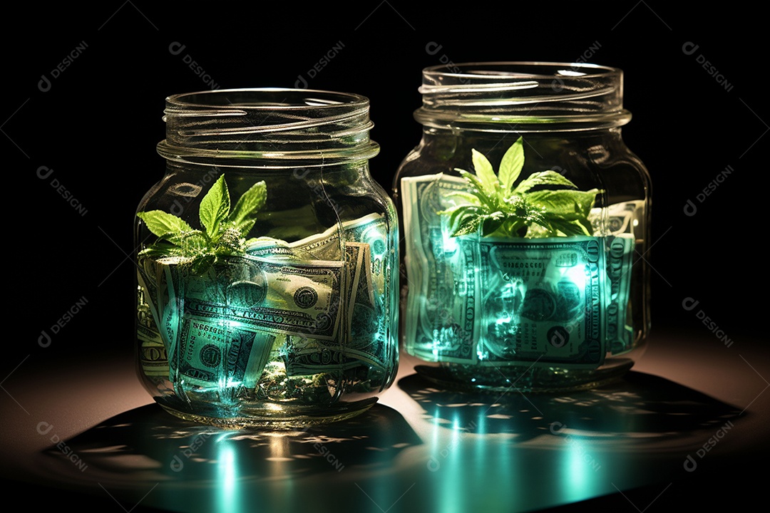 Símbolos de dólar de vidro contra fundo escuro