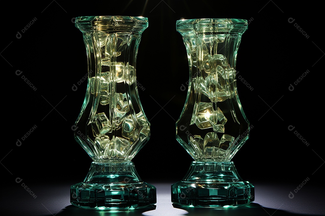 Símbolos de dólar de vidro contra fundo escuro