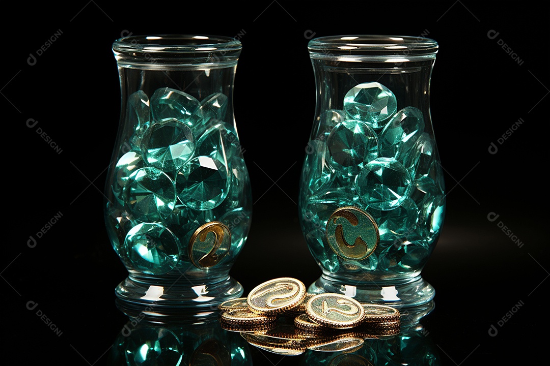 Símbolos de dólar de vidro contra fundo escuro