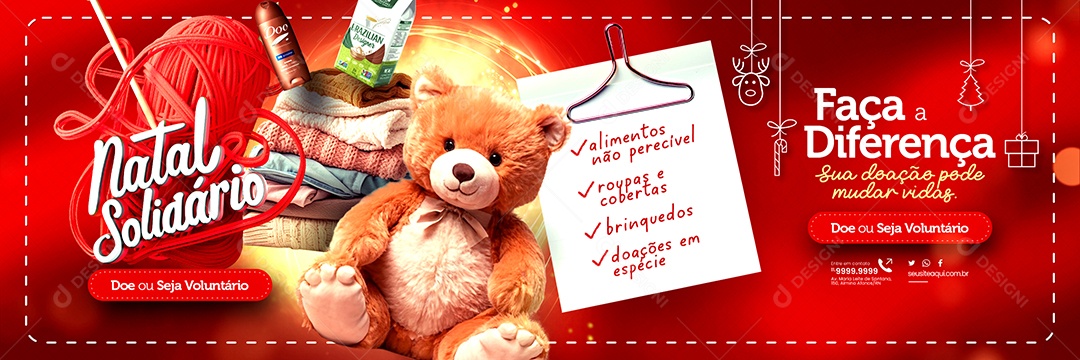 Campanha Publicitária Natal Solidário Carrossel Solidário Doe ou Seja Voluntário Fica Social Media PSD Editável