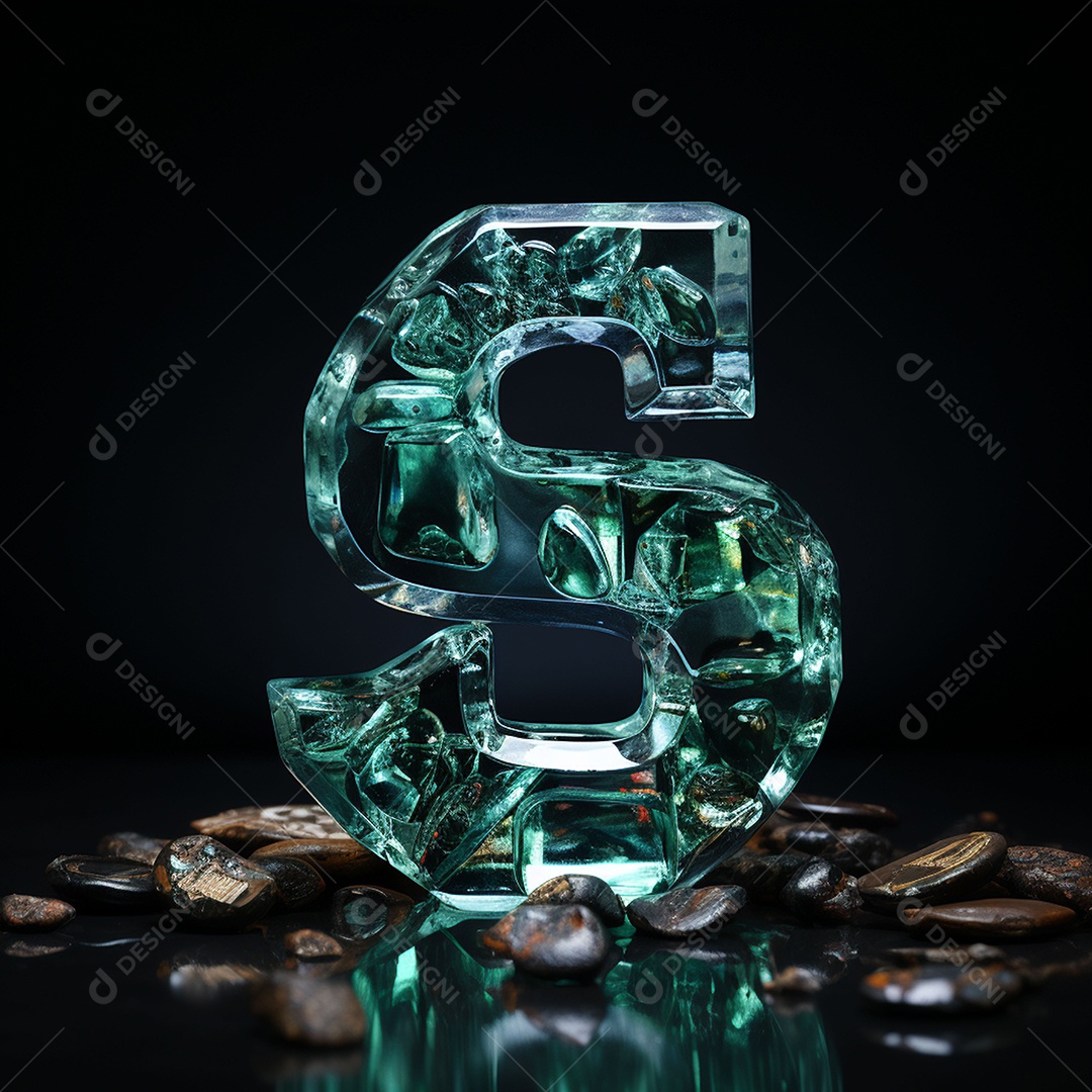 Vidro feito com cifrão contra fundo escuro