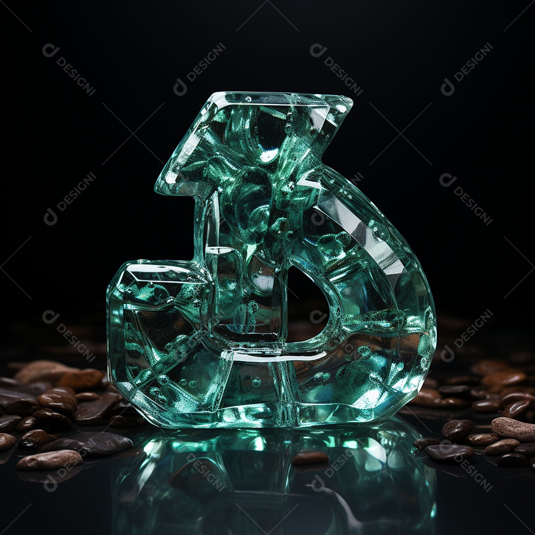 Vidro feito com cifrão contra fundo escuro