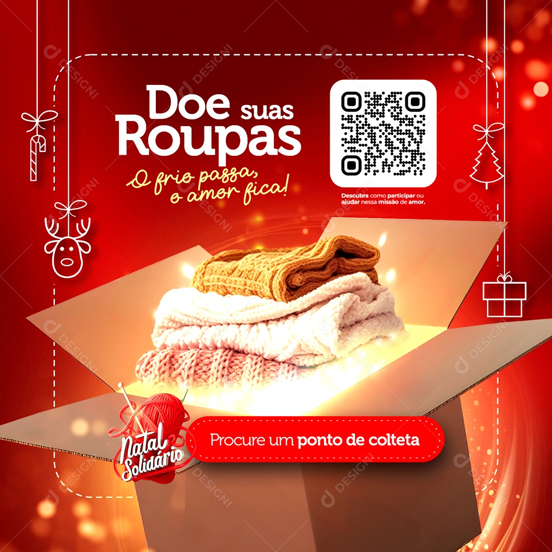 Campanha Publicitária Natal Solidário Doe suas Roupas o Frio passa e o Amor Fica Social Media PSD Editável